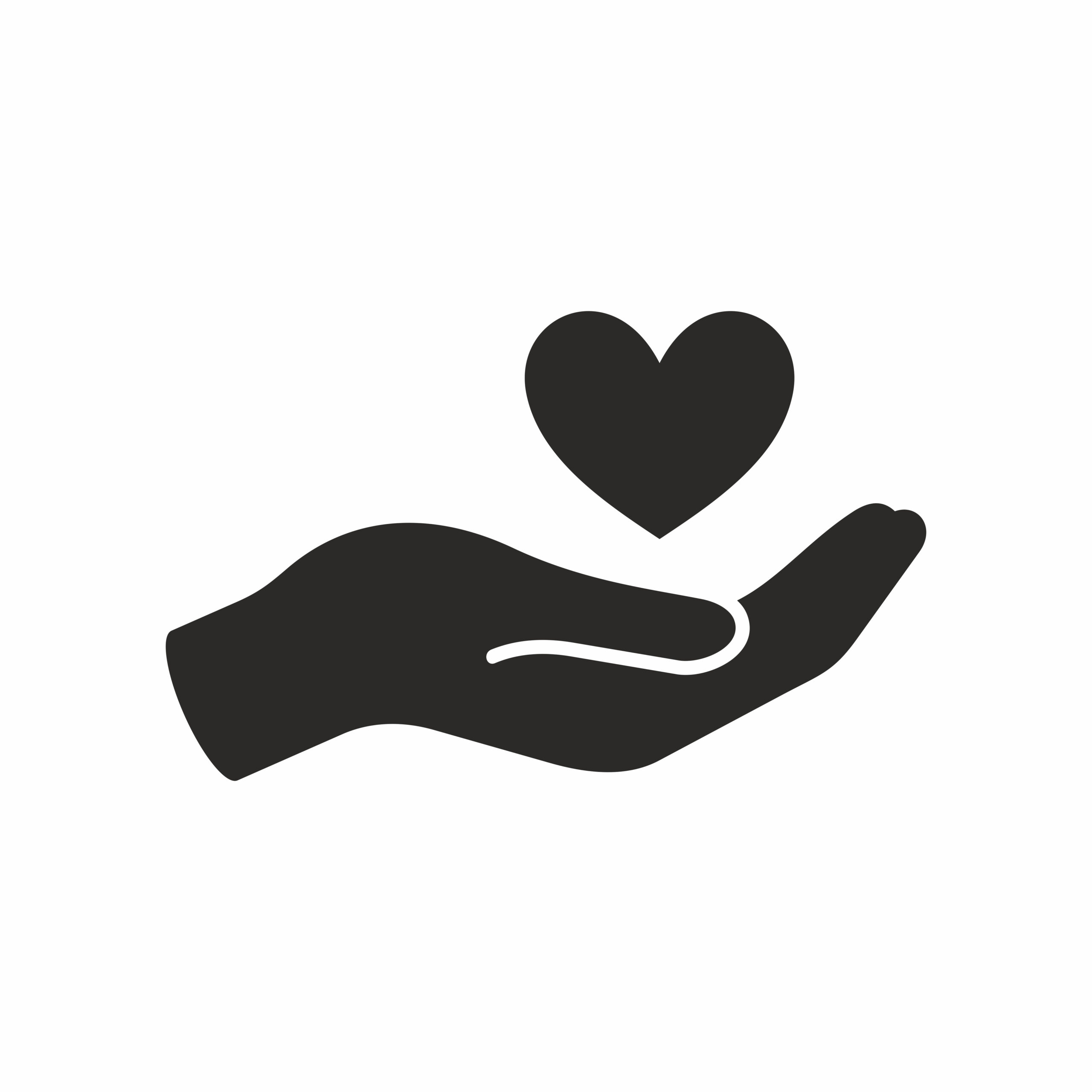 Heart in hand icon