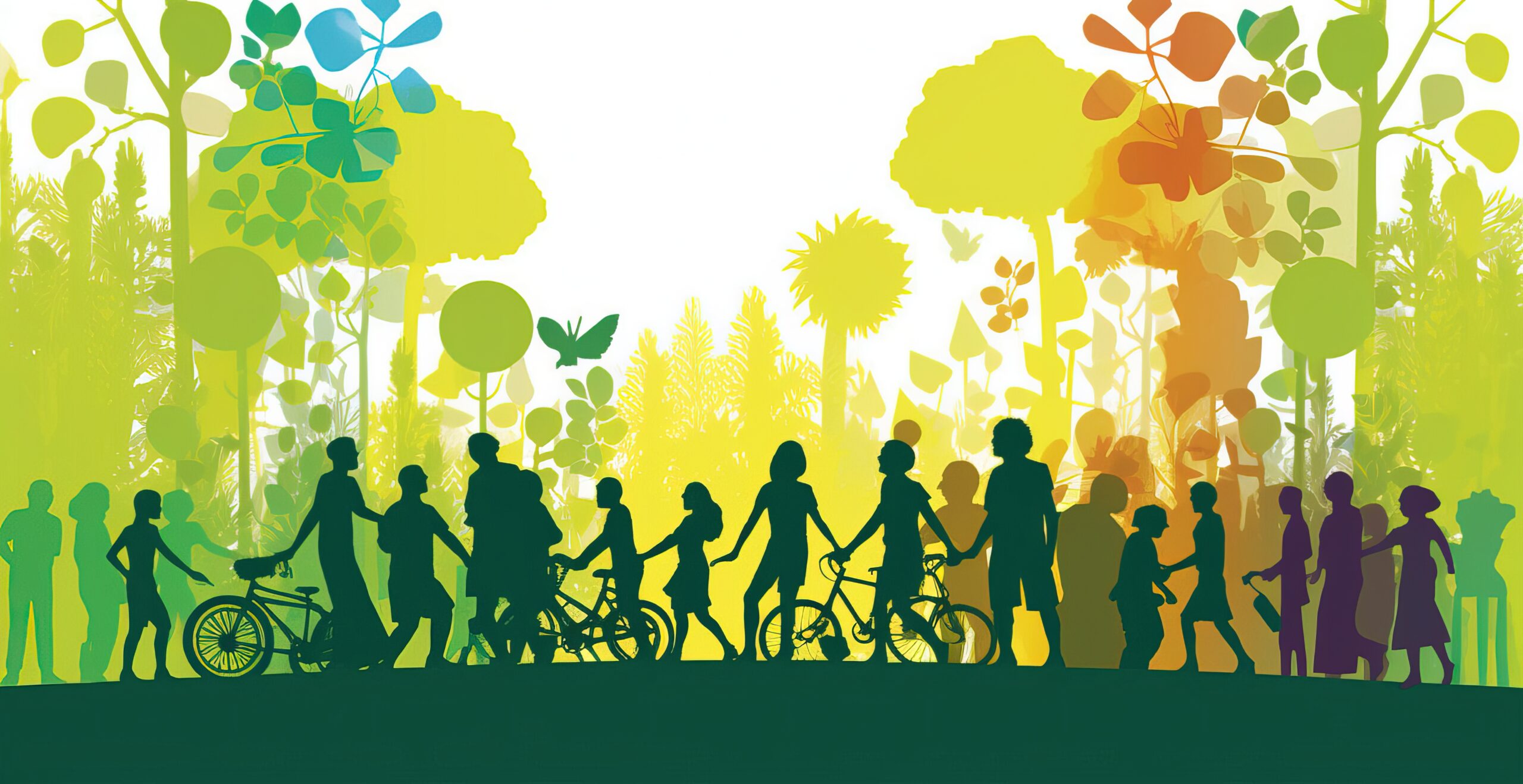 A vibrant community focused on regenerative practices. People of all ages are engaged in growing community awareness around sustainable living. Positive collective engagement concept. Generative AI.