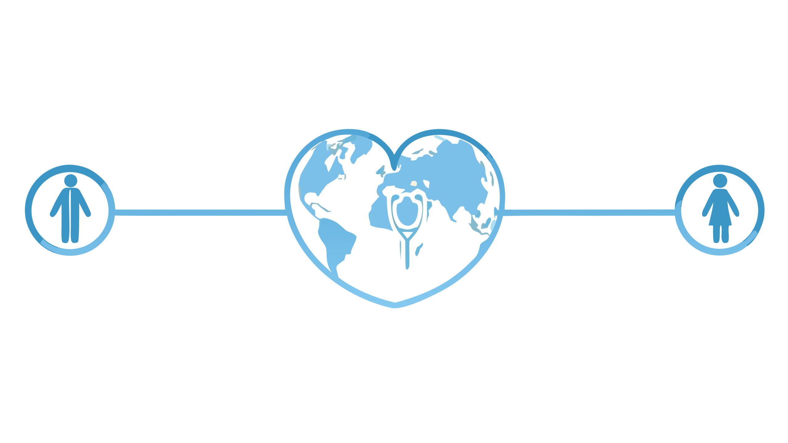 Global connectivity and human health represented through a heart and world map